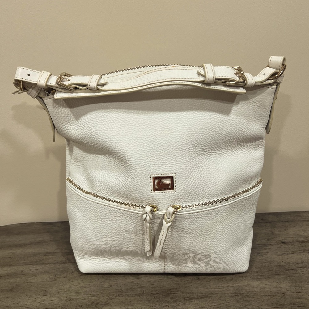 Dooney & Bourke large shoulder bag pebbled bone leather. Great used condition